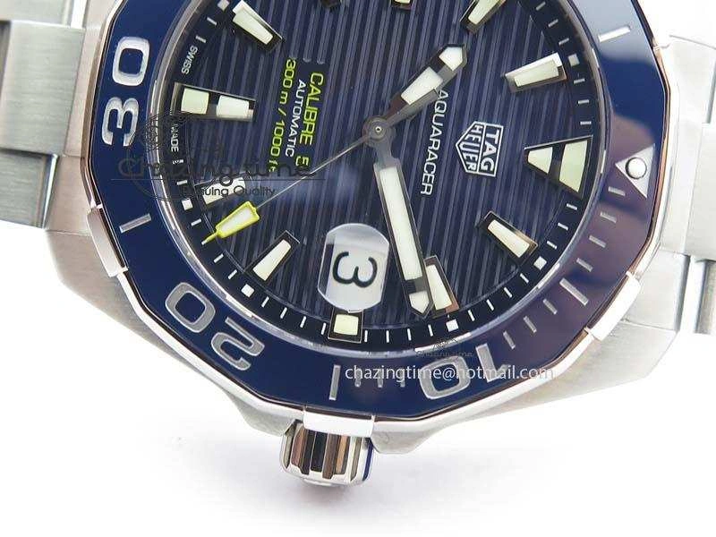 Aquaracer Calibre 5 SS MKF 1:1 Best Edition Blue Textured Dial Ceramic Bezel On SS Bracelet A TimelessDesign 9699