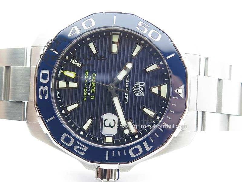 Aquaracer Calibre 5 SS MKF 1:1 Best Edition Blue Textured Dial Ceramic Bezel On SS Bracelet A TimelessDesign 9699