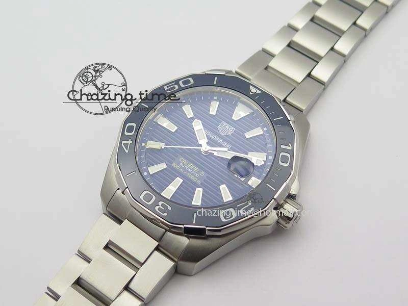 Aquaracer Calibre 5 SS MKF 1:1 Best Edition Blue Textured Dial Ceramic Bezel On SS Bracelet A TimelessDesign 9699