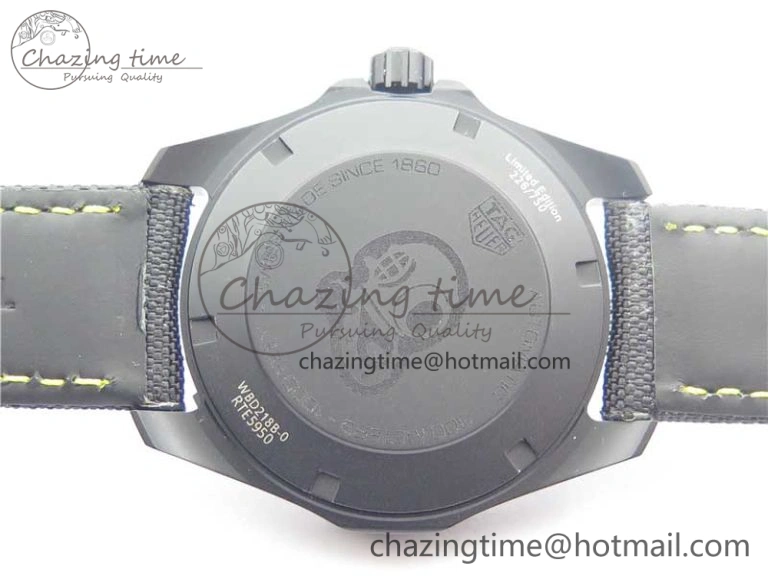 GoodFit Aquaracer Calibre 5 Yellow Carbon TBF 1:1 Best Edition Carbon Dial on Nylon Strap A 9677