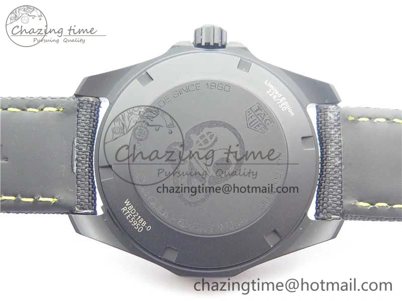 GoodFit Aquaracer Calibre 5 Yellow Carbon TBF 1:1 Best Edition Carbon Dial on Nylon Strap A 9677
