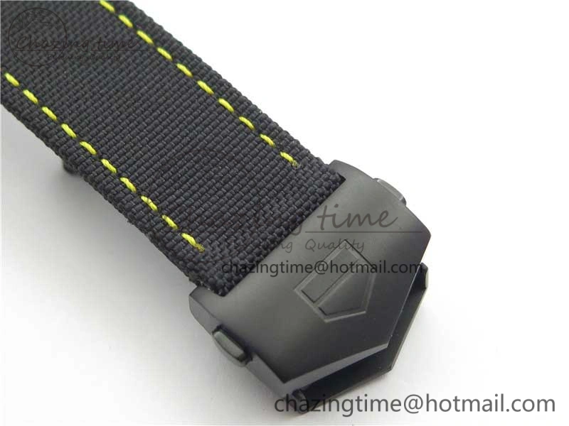 GoodFit Aquaracer Calibre 5 Yellow Carbon TBF 1:1 Best Edition Carbon Dial on Nylon Strap A 9677
