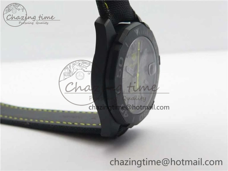 GoodFit Aquaracer Calibre 5 Yellow Carbon TBF 1:1 Best Edition Carbon Dial on Nylon Strap A 9677