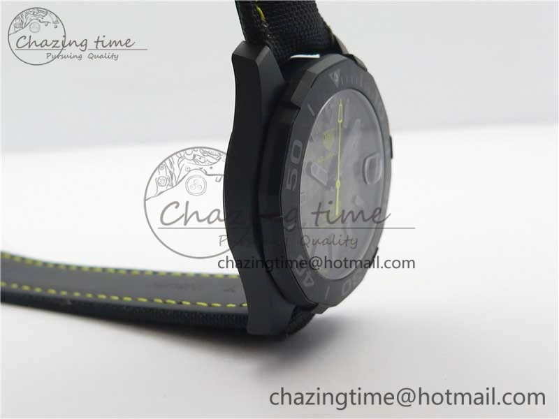 GoodFit Aquaracer Calibre 5 Yellow Carbon TBF 1:1 Best Edition Carbon Dial on Nylon Strap A 9677