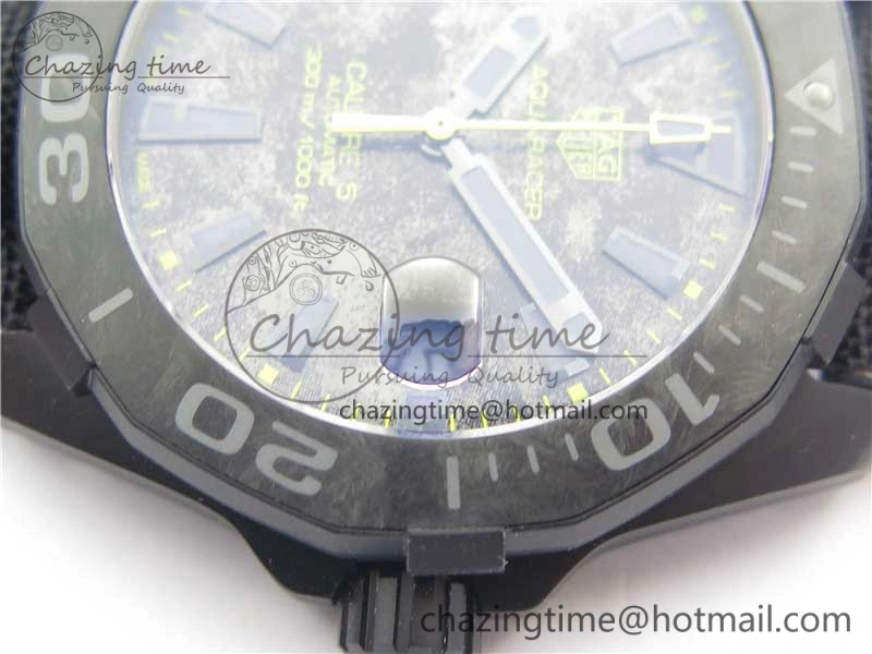 GoodFit Aquaracer Calibre 5 Yellow Carbon TBF 1:1 Best Edition Carbon Dial on Nylon Strap A 9677