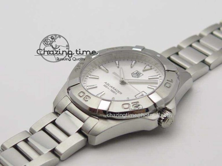 Aquaracer Ladies SS White Stick Markers Dial On SS Bracelet Swiss Quartz Breathable 9712