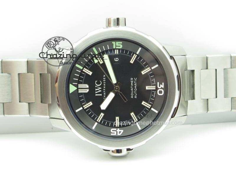 Practical Aquatimer Automatic IW329002 V6F 1:1 Best Edition Black Dial On SS Bracelet MIYOTA 7317