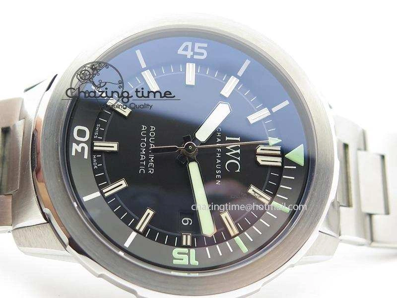 Practical Aquatimer Automatic IW329002 V6F 1:1 Best Edition Black Dial On SS Bracelet MIYOTA 7317