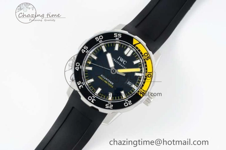 RelaxedFit Aquatimer Automatic SS RSF 1:1 Best Edition Black Yellow Dial on Black Rubber Strap A 7068
