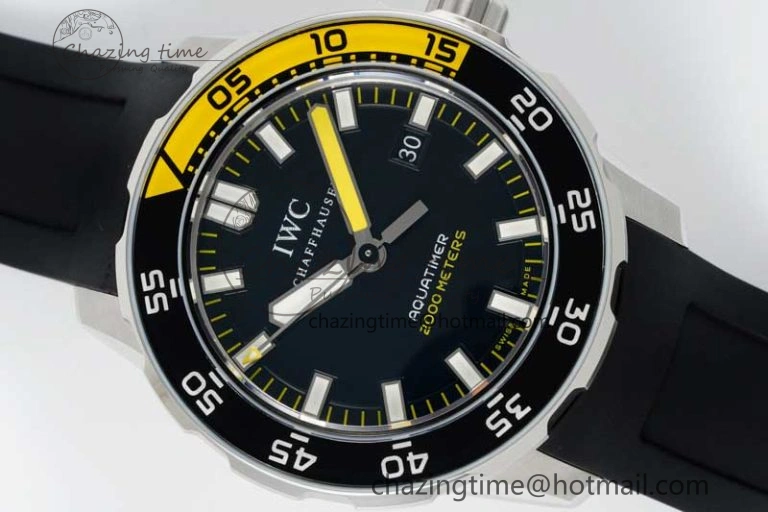 RelaxedFit Aquatimer Automatic SS RSF 1:1 Best Edition Black Yellow Dial on Black Rubber Strap A 7068