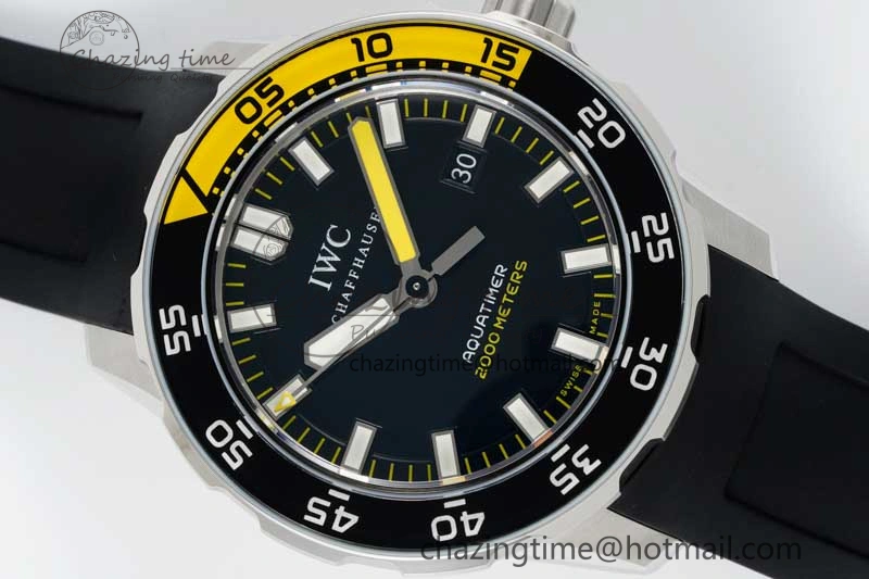 RelaxedFit Aquatimer Automatic SS RSF 1:1 Best Edition Black Yellow Dial on Black Rubber Strap A 7068