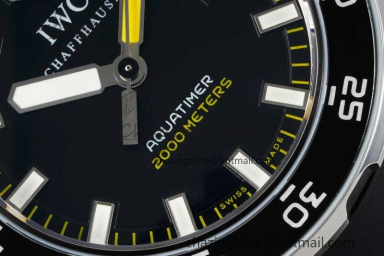 RelaxedFit Aquatimer Automatic SS RSF 1:1 Best Edition Black Yellow Dial on Black Rubber Strap A 7068