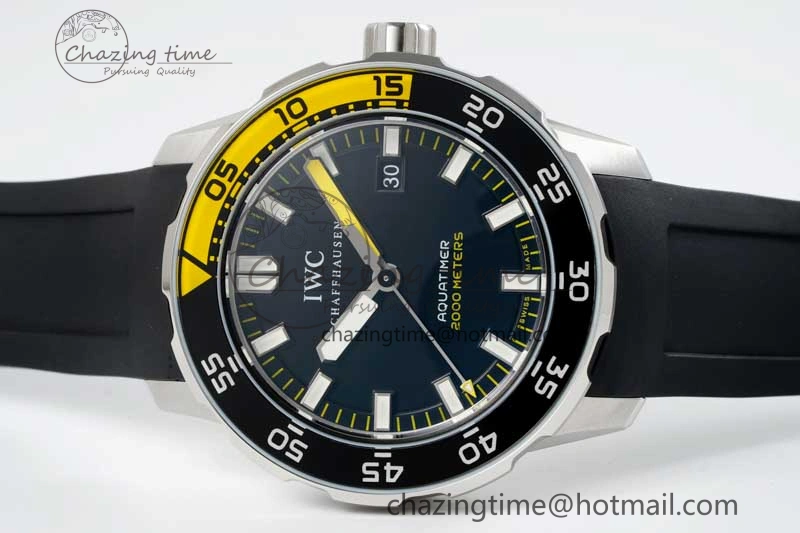 RelaxedFit Aquatimer Automatic SS RSF 1:1 Best Edition Black Yellow Dial on Black Rubber Strap A 7068
