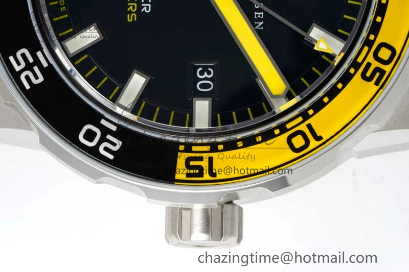 RelaxedFit Aquatimer Automatic SS RSF 1:1 Best Edition Black Yellow Dial on Black Rubber Strap A 7068