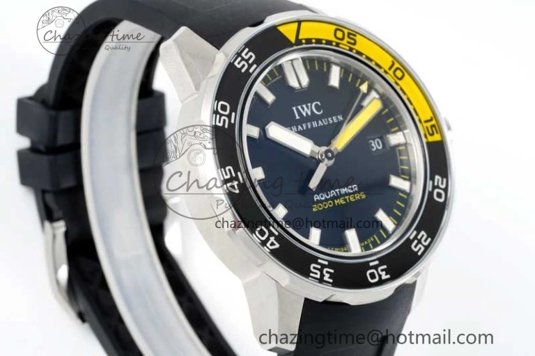 RelaxedFit Aquatimer Automatic SS RSF 1:1 Best Edition Black Yellow Dial on Black Rubber Strap A 7068