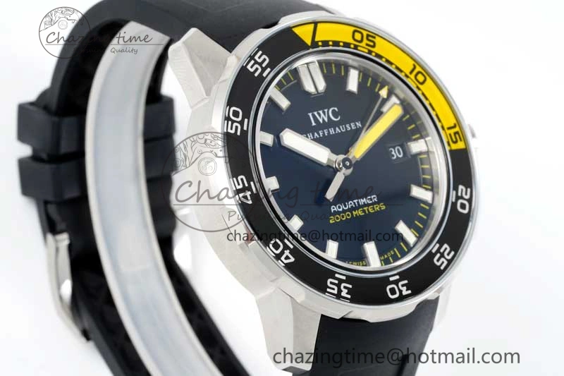 RelaxedFit Aquatimer Automatic SS RSF 1:1 Best Edition Black Yellow Dial on Black Rubber Strap A 7068