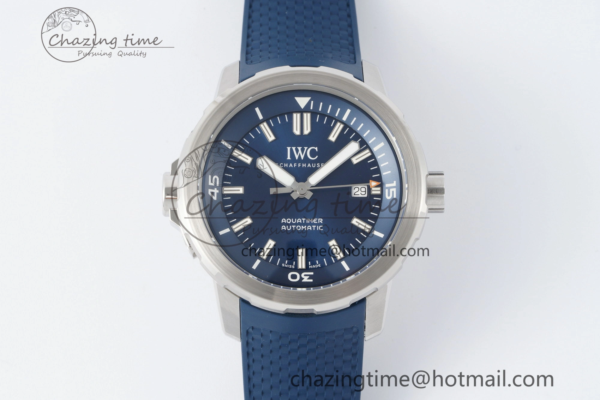 Affordable Aquatimer Automatic SS RSF 1:1 Best Edition Blue Dial on Blue Rubber Strap A 7057