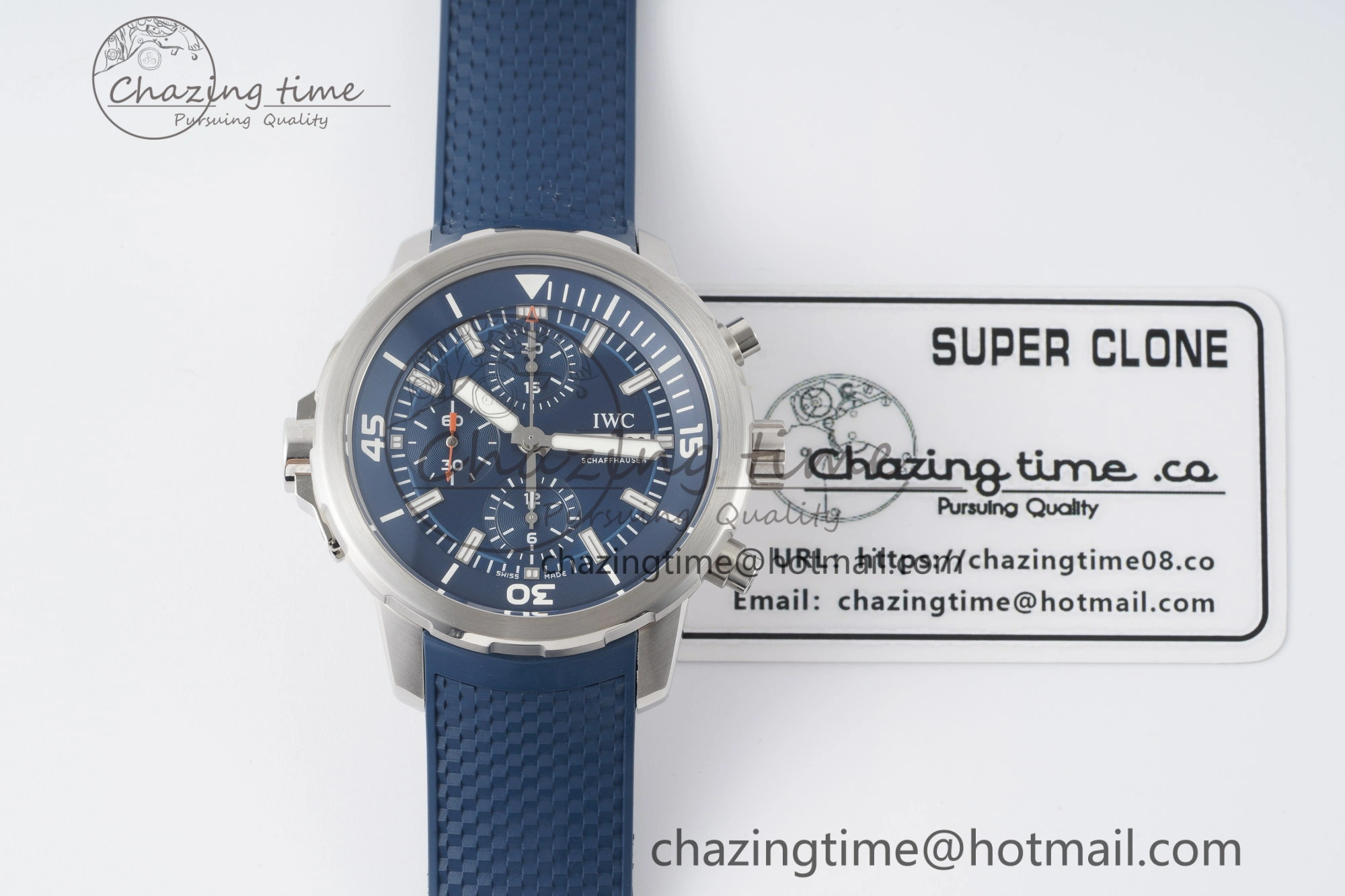 Affordable Aquatimer Automatic SS RSF 1:1 Best Edition Blue Dial on Blue Rubber Strap A 7057