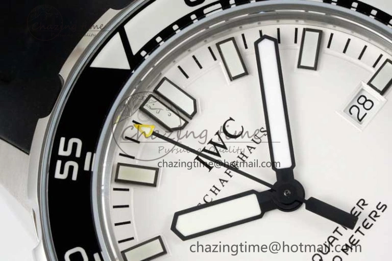 Bright Aquatimer Automatic SS RSF 1:1 Best Edition White Black Dial on Black Rubber Strap A 7067