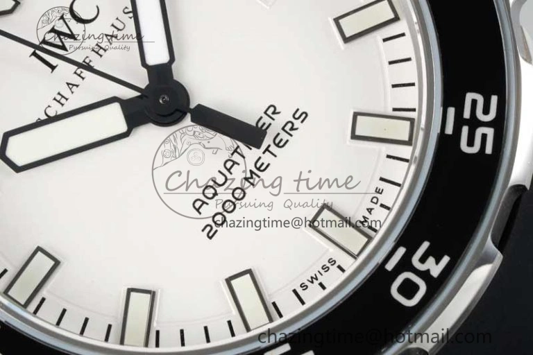 Bright Aquatimer Automatic SS RSF 1:1 Best Edition White Black Dial on Black Rubber Strap A 7067