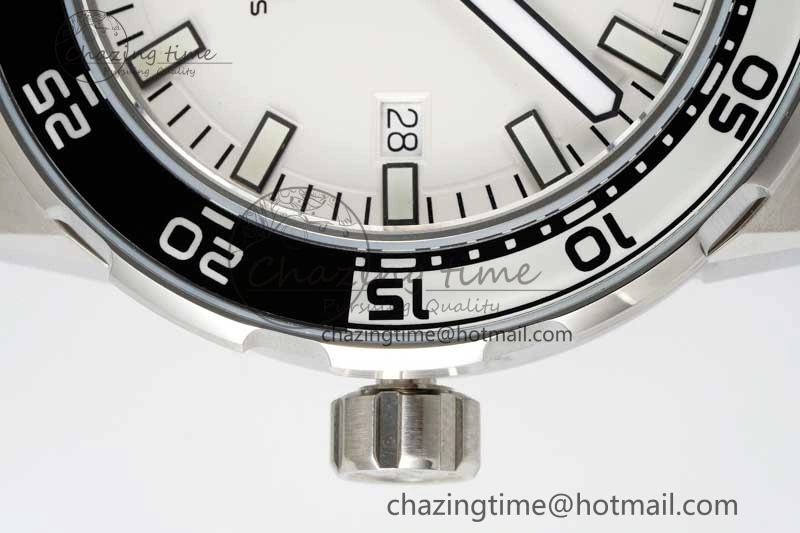 Bright Aquatimer Automatic SS RSF 1:1 Best Edition White Black Dial on Black Rubber Strap A 7067