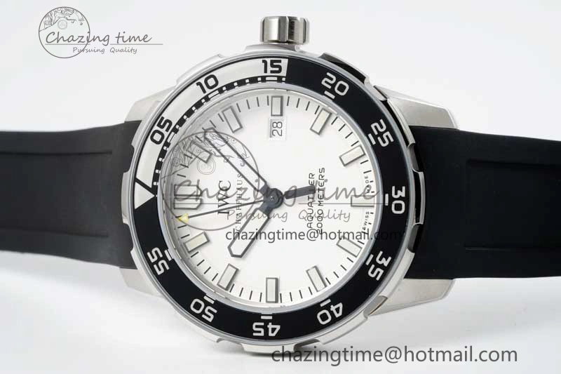 Bright Aquatimer Automatic SS RSF 1:1 Best Edition White Black Dial on Black Rubber Strap A 7067