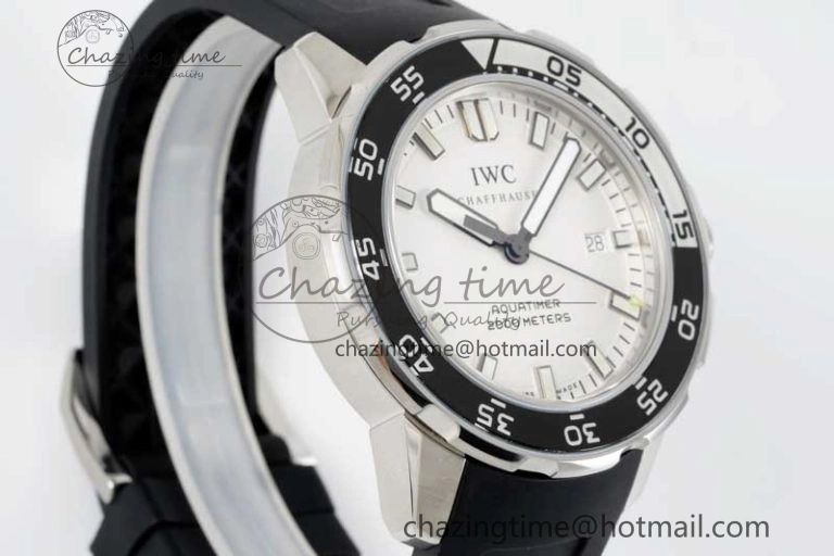 Bright Aquatimer Automatic SS RSF 1:1 Best Edition White Black Dial on Black Rubber Strap A 7067