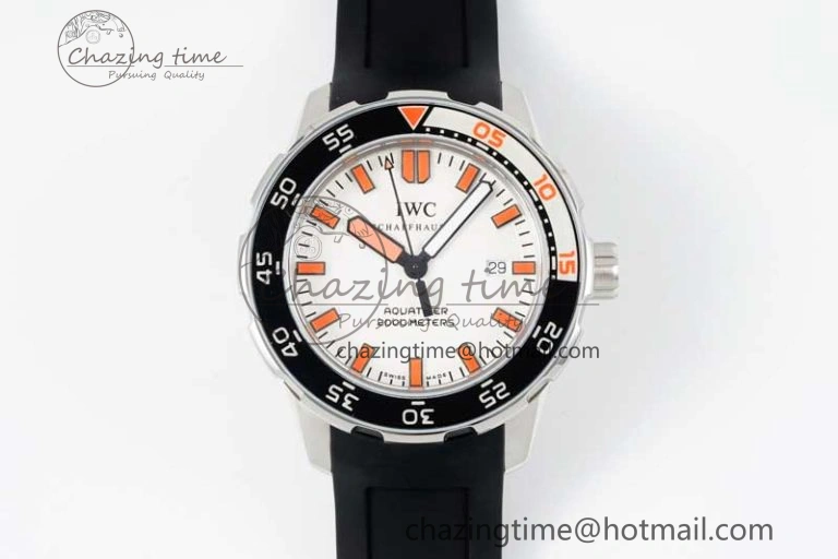 Aquatimer Automatic SS RSF 1:1 Best Edition White Orange Dial on Black Rubber Strap A MoistureWicking 7069