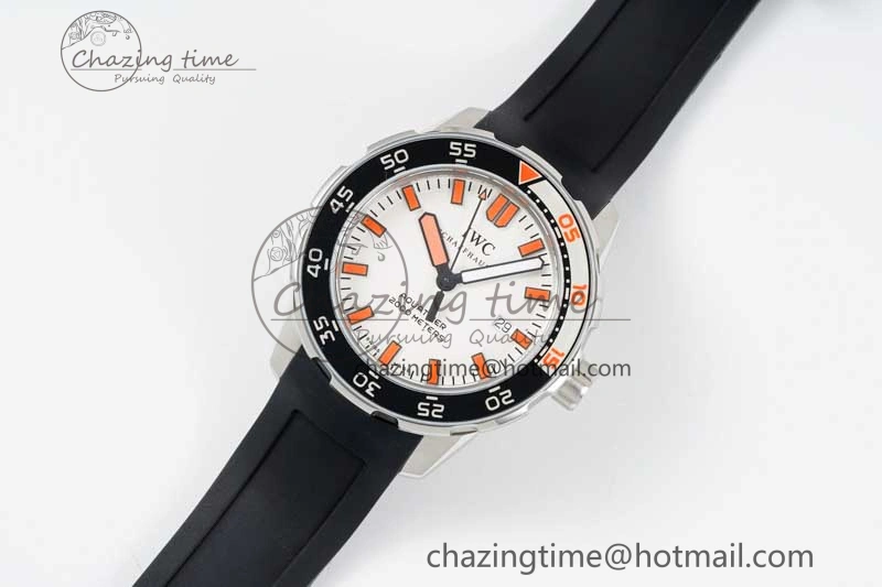 Aquatimer Automatic SS RSF 1:1 Best Edition White Orange Dial on Black Rubber Strap A MoistureWicking 7069