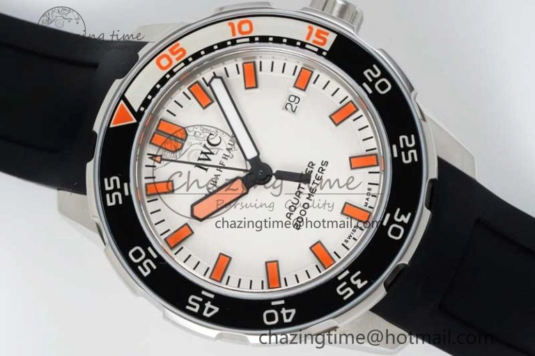 Aquatimer Automatic SS RSF 1:1 Best Edition White Orange Dial on Black Rubber Strap A MoistureWicking 7069