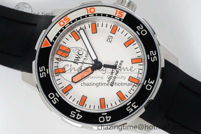 Aquatimer Automatic SS RSF 1:1 Best Edition White Orange Dial on Black Rubber Strap A MoistureWicking 7069