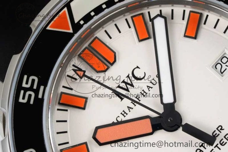 Aquatimer Automatic SS RSF 1:1 Best Edition White Orange Dial on Black Rubber Strap A MoistureWicking 7069