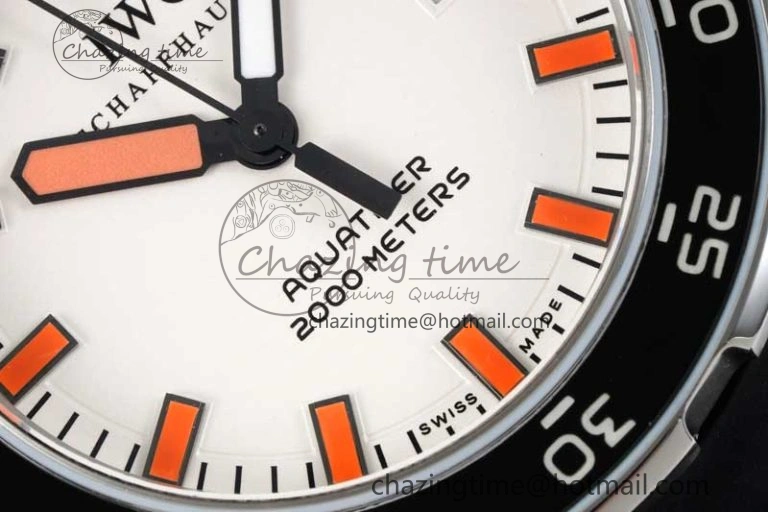 Aquatimer Automatic SS RSF 1:1 Best Edition White Orange Dial on Black Rubber Strap A MoistureWicking 7069
