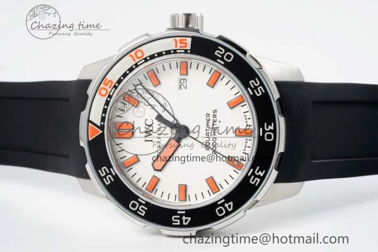 Aquatimer Automatic SS RSF 1:1 Best Edition White Orange Dial on Black Rubber Strap A MoistureWicking 7069