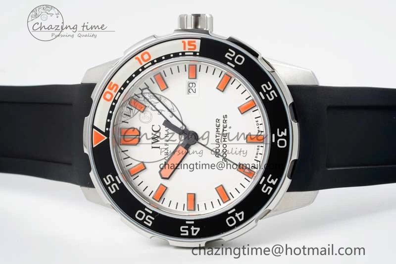 Aquatimer Automatic SS RSF 1:1 Best Edition White Orange Dial on Black Rubber Strap A MoistureWicking 7069