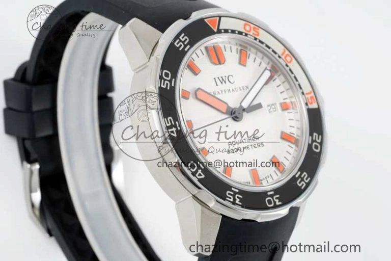Aquatimer Automatic SS RSF 1:1 Best Edition White Orange Dial on Black Rubber Strap A MoistureWicking 7069