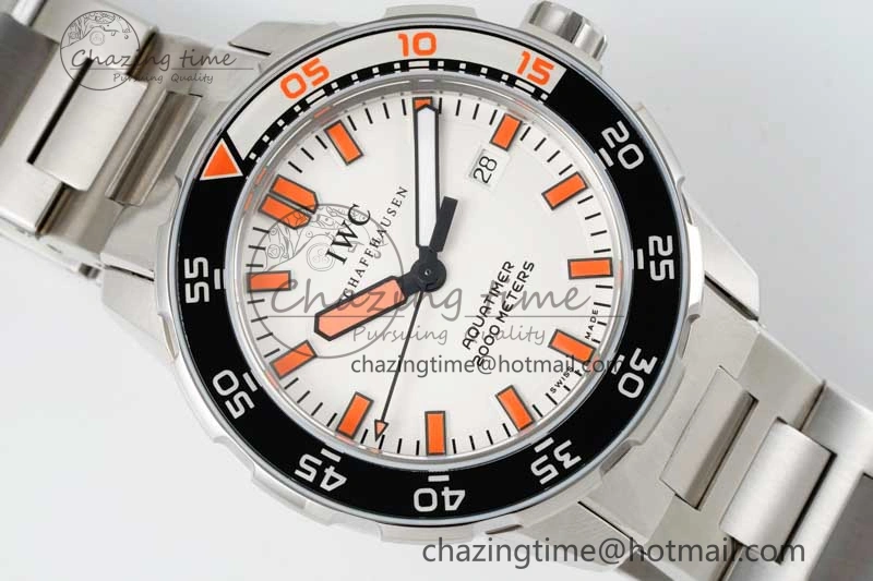 WeatherProof Aquatimer Automatic SS RSF 1:1 Best Edition White Orange Dial on SS Bracelet A 7072