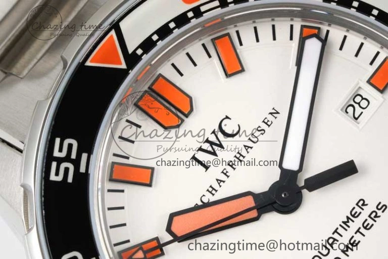 WeatherProof Aquatimer Automatic SS RSF 1:1 Best Edition White Orange Dial on SS Bracelet A 7072