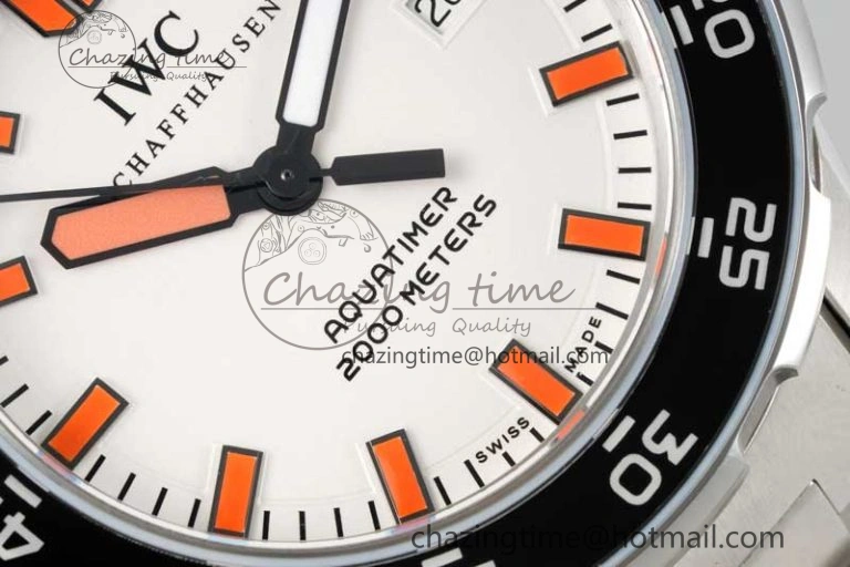 WeatherProof Aquatimer Automatic SS RSF 1:1 Best Edition White Orange Dial on SS Bracelet A 7072