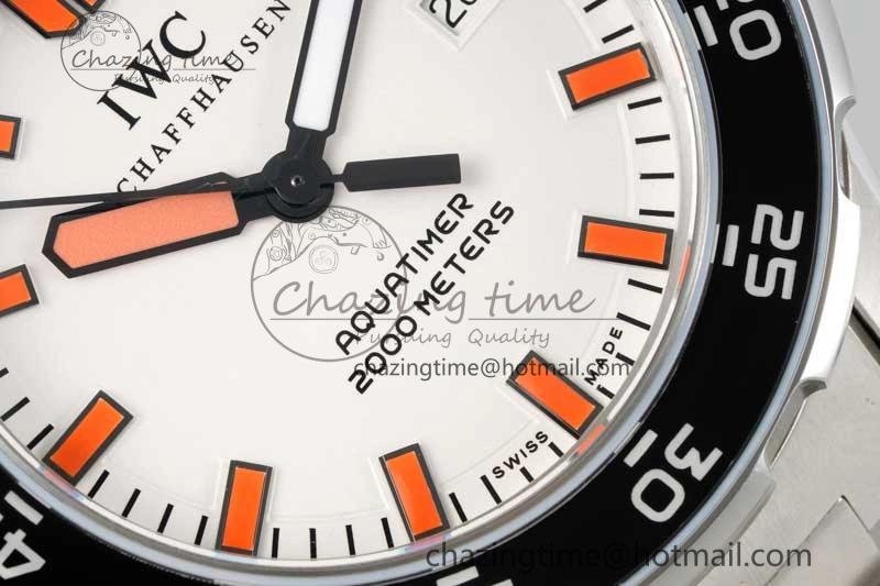 WeatherProof Aquatimer Automatic SS RSF 1:1 Best Edition White Orange Dial on SS Bracelet A 7072