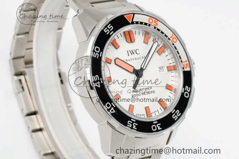 WeatherProof Aquatimer Automatic SS RSF 1:1 Best Edition White Orange Dial on SS Bracelet A 7072