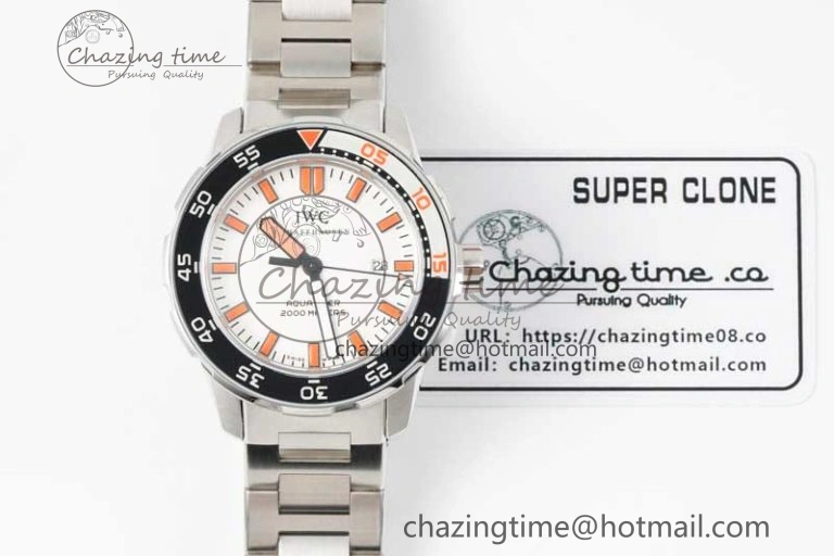 WeatherProof Aquatimer Automatic SS RSF 1:1 Best Edition White Orange Dial on SS Bracelet A 7072