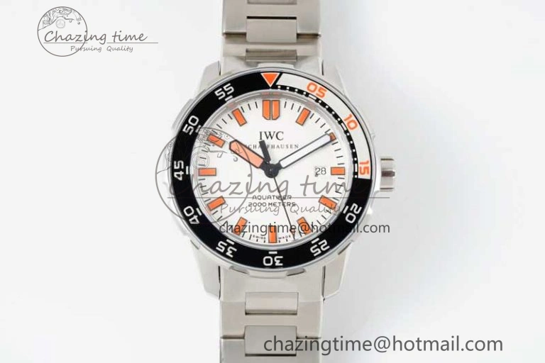 WeatherProof Aquatimer Automatic SS RSF 1:1 Best Edition White Orange Dial on SS Bracelet A 7072