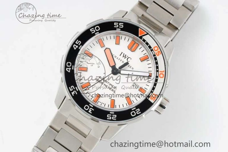 WeatherProof Aquatimer Automatic SS RSF 1:1 Best Edition White Orange Dial on SS Bracelet A 7072