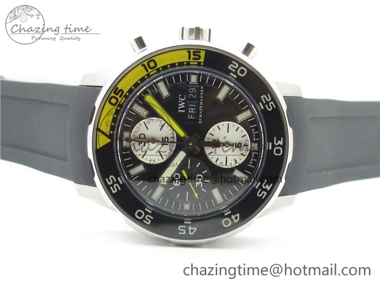 Aquatimer Chrono IW376702 SS BLS 1:1 Best Edition Black Dial on Black Rubber Strap A StreetReady 7105