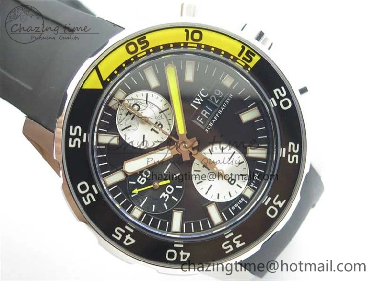 Aquatimer Chrono IW376702 SS BLS 1:1 Best Edition Black Dial on Black Rubber Strap A StreetReady 7105