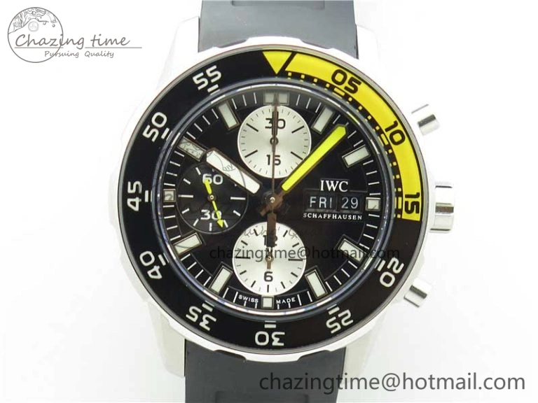 Aquatimer Chrono IW376702 SS BLS 1:1 Best Edition Black Dial on Black Rubber Strap A StreetReady 7105
