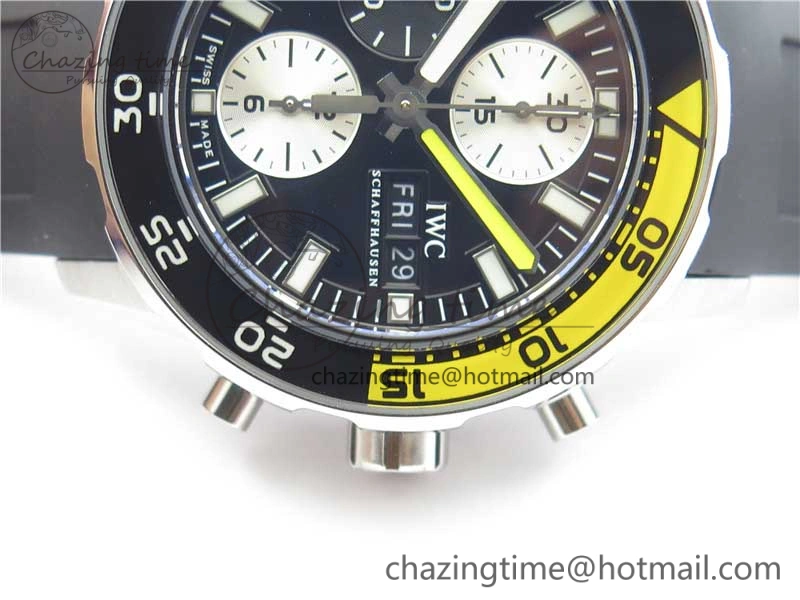 Aquatimer Chrono IW376702 SS BLS 1:1 Best Edition Black Dial on Black Rubber Strap A StreetReady 7105