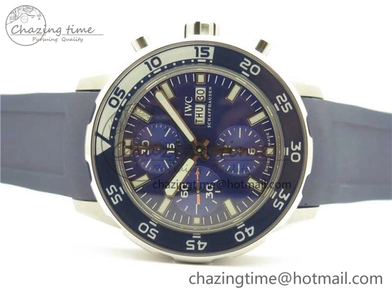 Efficient Aquatimer Chrono IW376711 SS BLS 1:1 Best Edition Blue Dial on Blue Rubber Strap A 7104