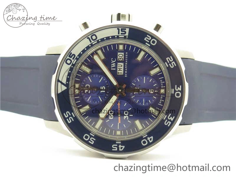 Efficient Aquatimer Chrono IW376711 SS BLS 1:1 Best Edition Blue Dial on Blue Rubber Strap A 7104